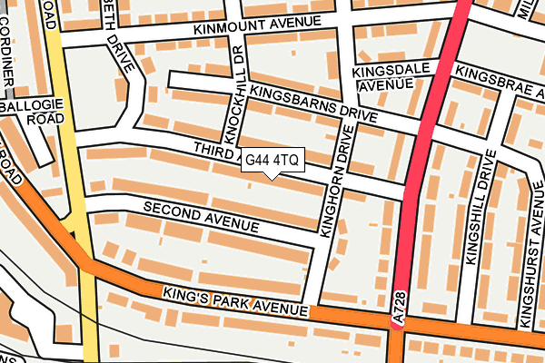 G44 4TQ map - OS OpenMap – Local (Ordnance Survey)