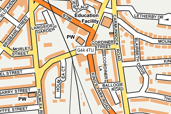 G44 4TU map - OS OpenMap – Local (Ordnance Survey)