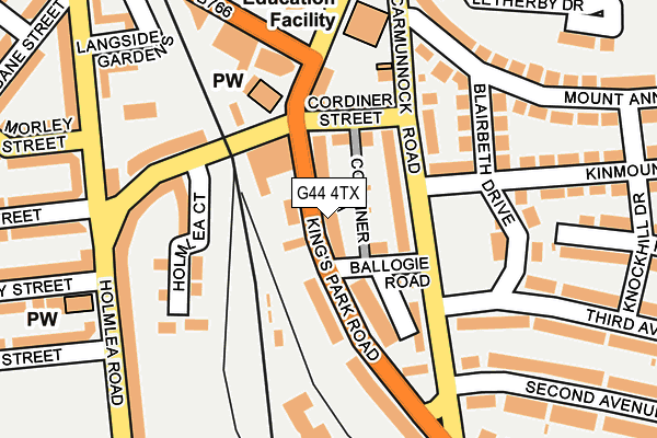 G44 4TX map - OS OpenMap – Local (Ordnance Survey)