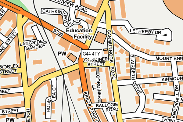G44 4TY map - OS OpenMap – Local (Ordnance Survey)