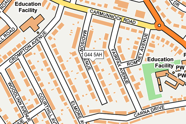 G44 5AH map - OS OpenMap – Local (Ordnance Survey)