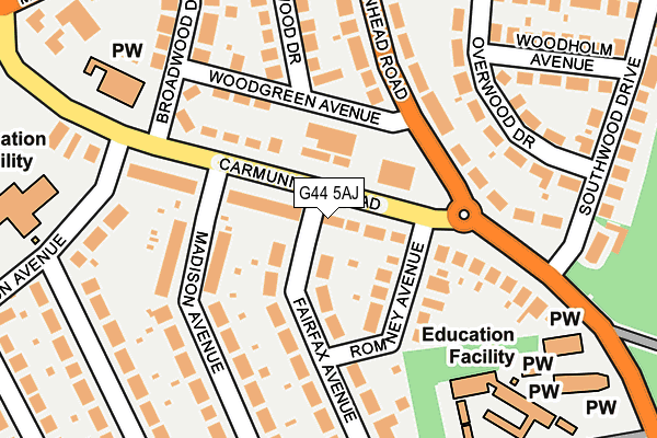 G44 5AJ map - OS OpenMap – Local (Ordnance Survey)