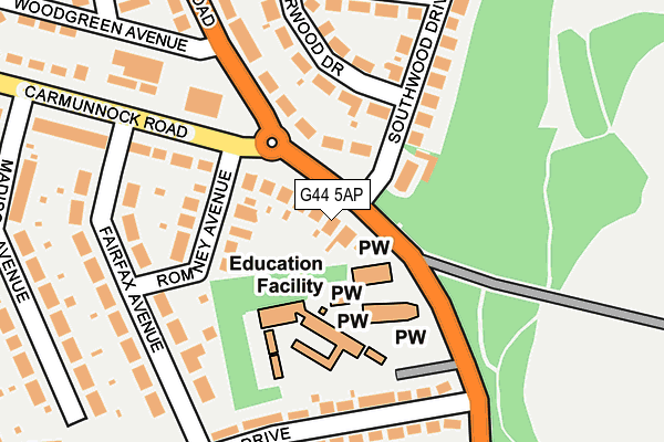 G44 5AP map - OS OpenMap – Local (Ordnance Survey)