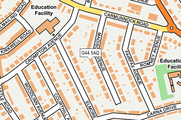G44 5AQ map - OS OpenMap – Local (Ordnance Survey)