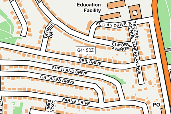G44 5DZ map - OS OpenMap – Local (Ordnance Survey)