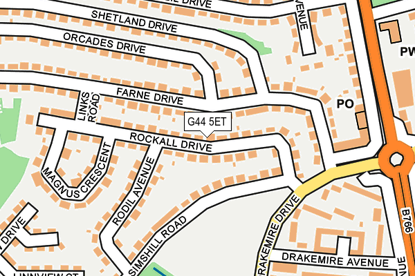 G44 5ET map - OS OpenMap – Local (Ordnance Survey)