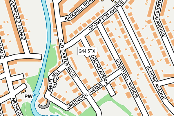 G44 5TX map - OS OpenMap – Local (Ordnance Survey)