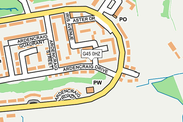 G45 0HZ map - OS OpenMap – Local (Ordnance Survey)