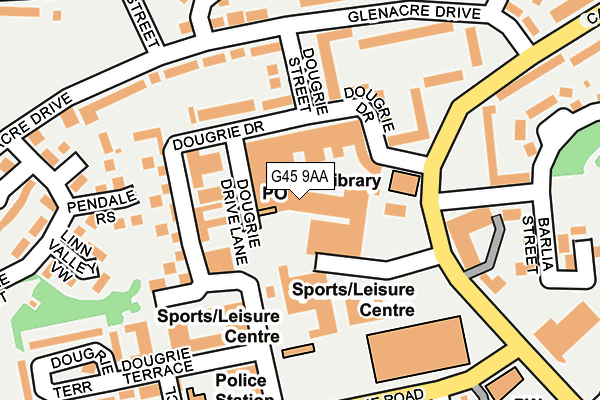 G45 9AA map - OS OpenMap – Local (Ordnance Survey)