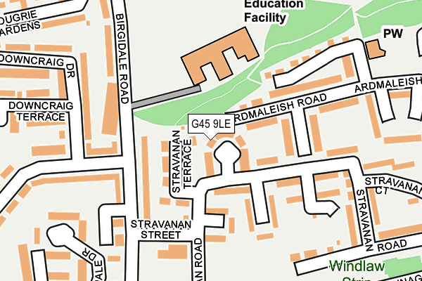 G45 9LE map - OS OpenMap – Local (Ordnance Survey)