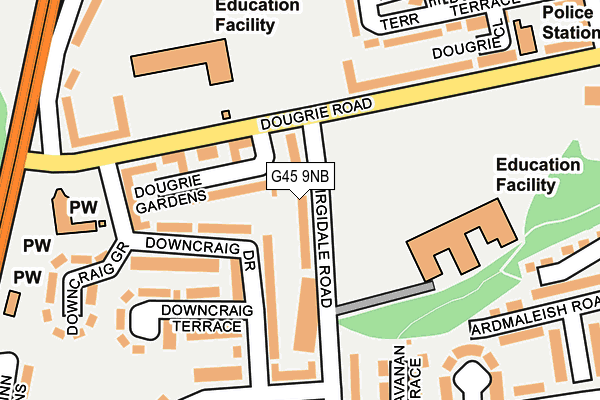 G45 9NB map - OS OpenMap – Local (Ordnance Survey)