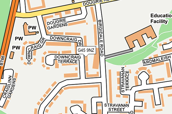 G45 9NZ map - OS OpenMap – Local (Ordnance Survey)