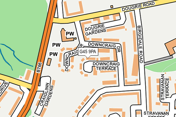 G45 9PA map - OS OpenMap – Local (Ordnance Survey)