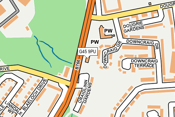 G45 9PU map - OS OpenMap – Local (Ordnance Survey)