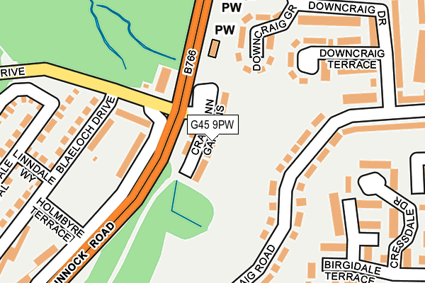 G45 9PW map - OS OpenMap – Local (Ordnance Survey)