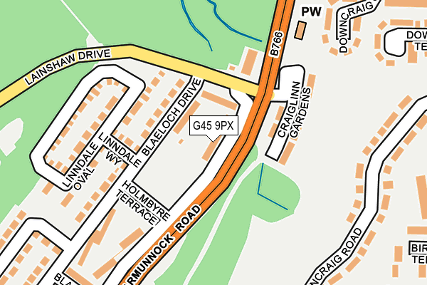 G45 9PX map - OS OpenMap – Local (Ordnance Survey)