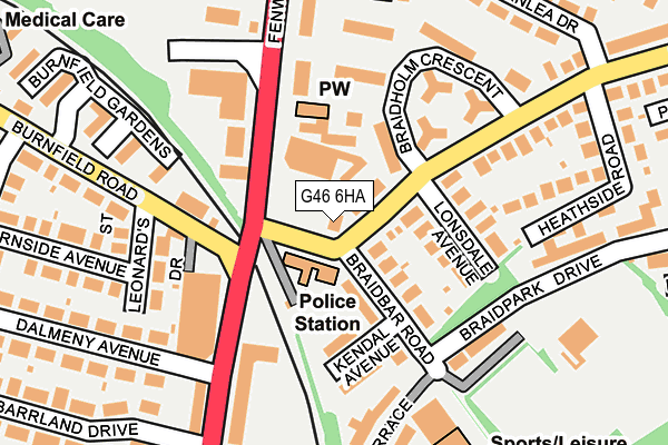 G46 6HA map - OS OpenMap – Local (Ordnance Survey)