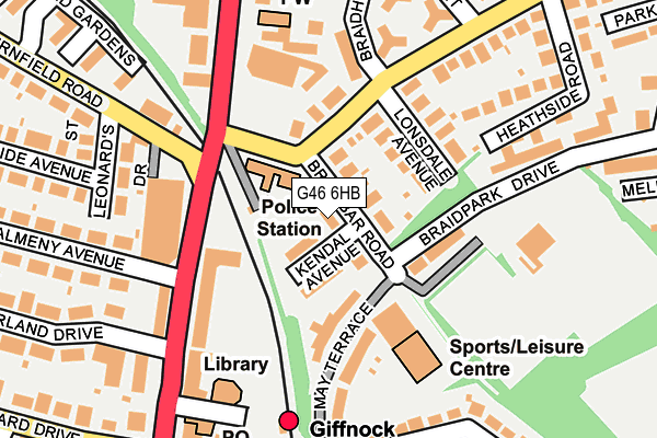 G46 6HB map - OS OpenMap – Local (Ordnance Survey)