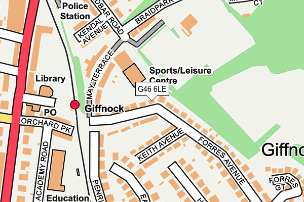 G46 6LE map - OS OpenMap – Local (Ordnance Survey)