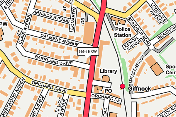 G46 6XW map - OS OpenMap – Local (Ordnance Survey)