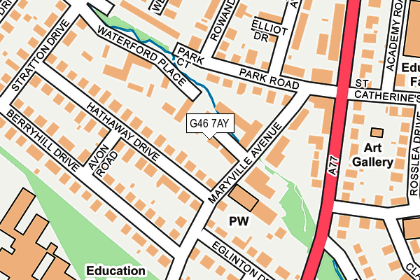 G46 7AY map - OS OpenMap – Local (Ordnance Survey)