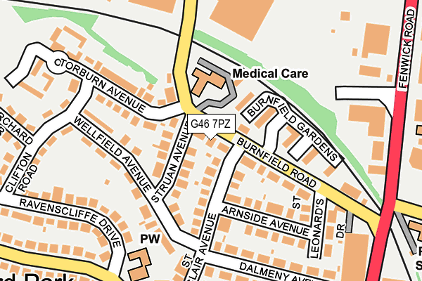 G46 7PZ map - OS OpenMap – Local (Ordnance Survey)