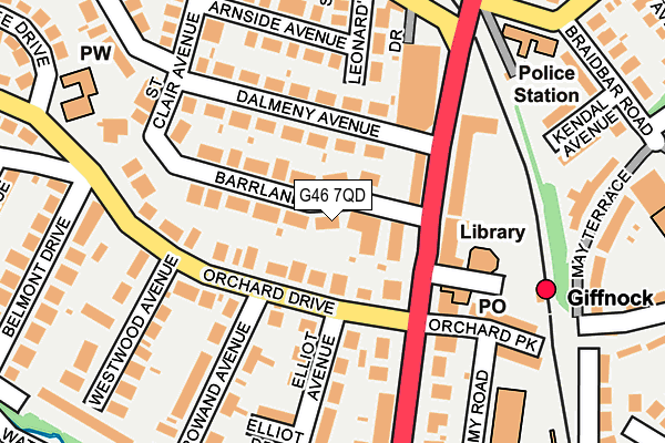 G46 7QD map - OS OpenMap – Local (Ordnance Survey)