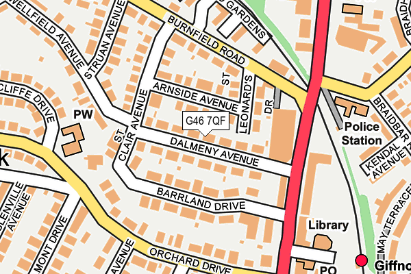 G46 7QF map - OS OpenMap – Local (Ordnance Survey)