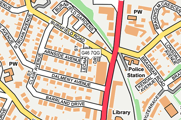 G46 7QG map - OS OpenMap – Local (Ordnance Survey)