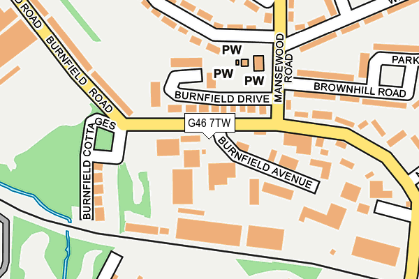 G46 7TW map - OS OpenMap – Local (Ordnance Survey)