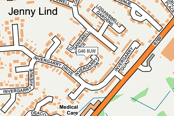 G46 8UW map - OS OpenMap – Local (Ordnance Survey)