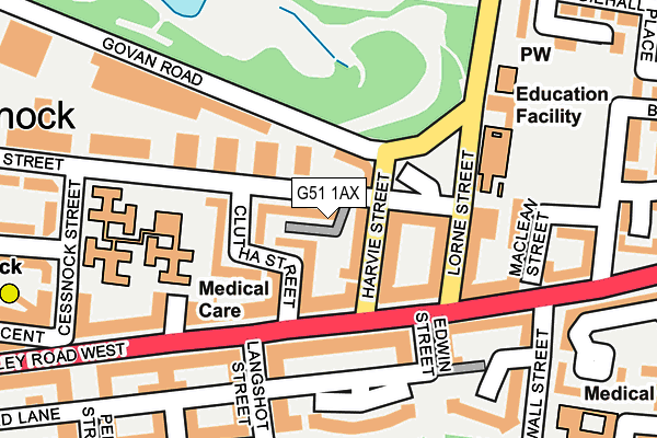 G51 1AX map - OS OpenMap – Local (Ordnance Survey)