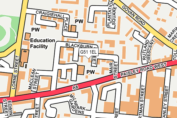 G51 1EL map - OS OpenMap – Local (Ordnance Survey)