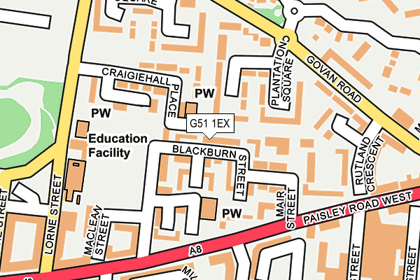 G51 1EX map - OS OpenMap – Local (Ordnance Survey)