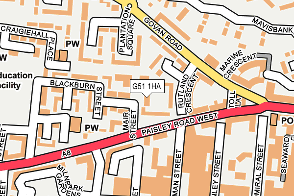 G51 1HA map - OS OpenMap – Local (Ordnance Survey)