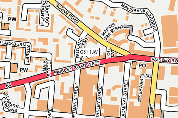 G51 1JW map - OS OpenMap – Local (Ordnance Survey)