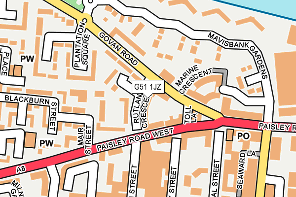 G51 1JZ map - OS OpenMap – Local (Ordnance Survey)