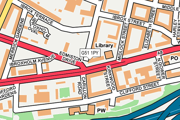 G51 1PY map - OS OpenMap – Local (Ordnance Survey)