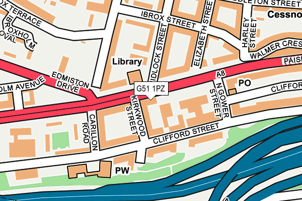 G51 1PZ map - OS OpenMap – Local (Ordnance Survey)