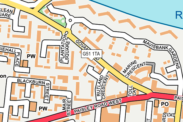 G51 1TA map - OS OpenMap – Local (Ordnance Survey)