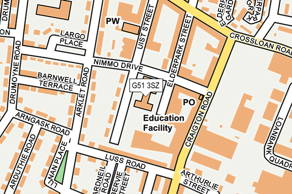 G51 3SZ map - OS OpenMap – Local (Ordnance Survey)