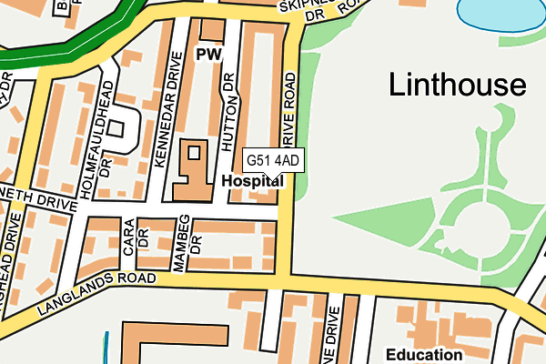 G51 4AD map - OS OpenMap – Local (Ordnance Survey)