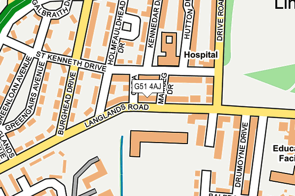 G51 4AJ map - OS OpenMap – Local (Ordnance Survey)