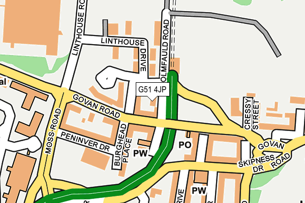 G51 4JP map - OS OpenMap – Local (Ordnance Survey)