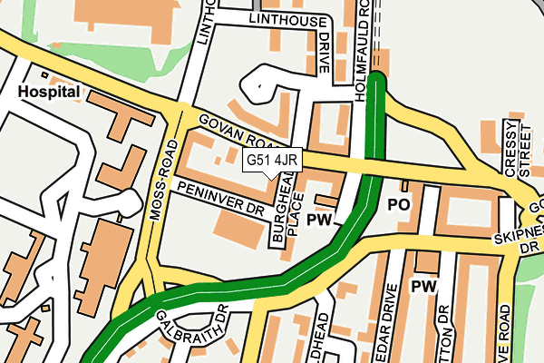 G51 4JR map - OS OpenMap – Local (Ordnance Survey)