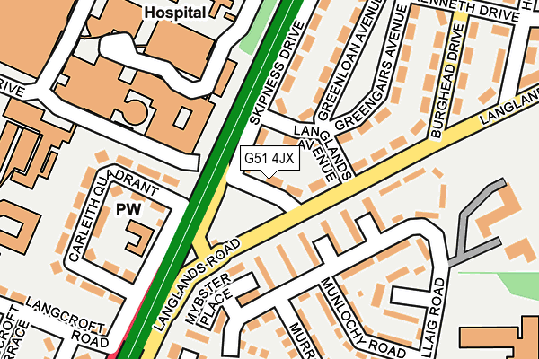 G51 4JX map - OS OpenMap – Local (Ordnance Survey)