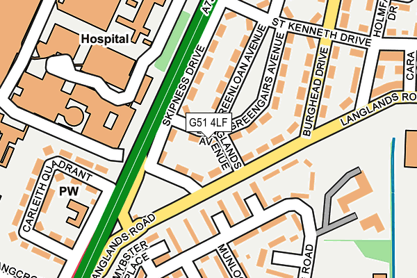 G51 4LF map - OS OpenMap – Local (Ordnance Survey)