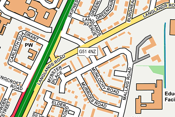 G51 4NZ map - OS OpenMap – Local (Ordnance Survey)