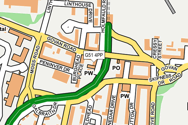 G51 4PP map - OS OpenMap – Local (Ordnance Survey)