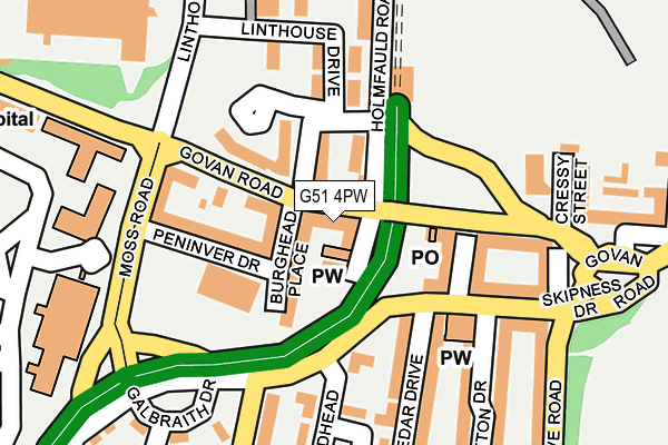 G51 4PW map - OS OpenMap – Local (Ordnance Survey)